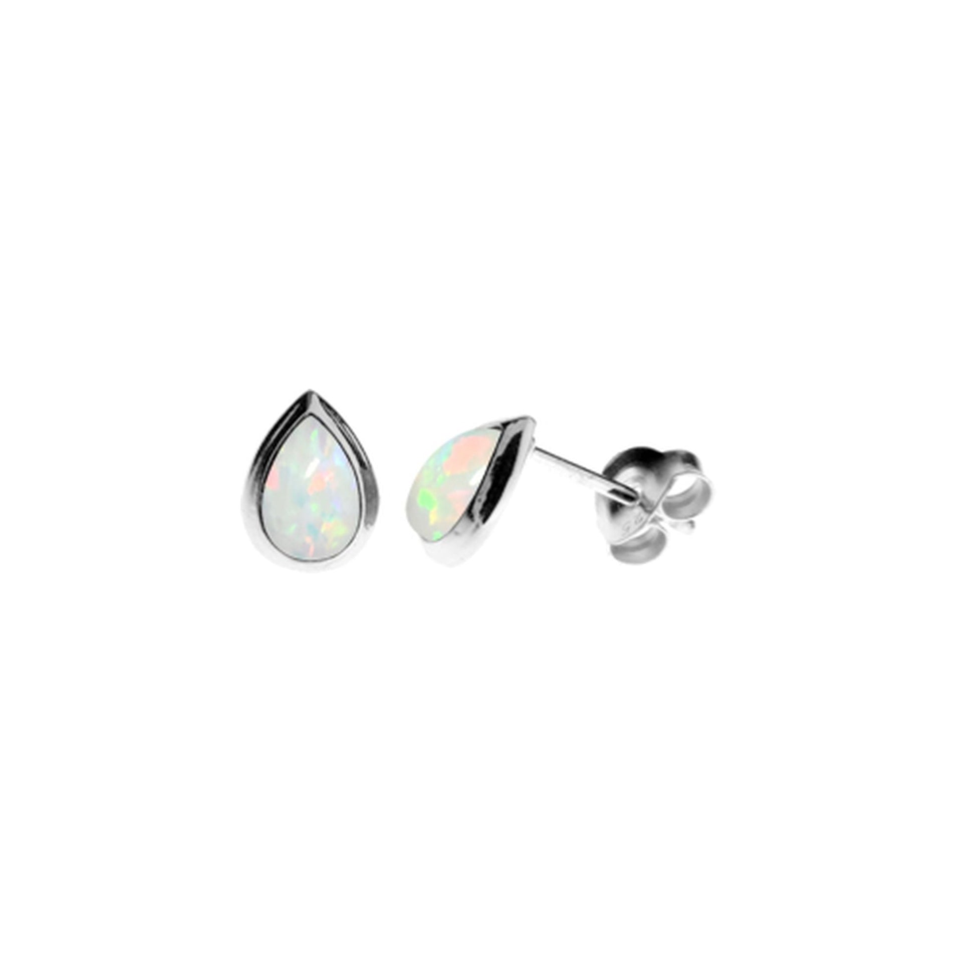 Angelica collet-set teardrop white opalique studs