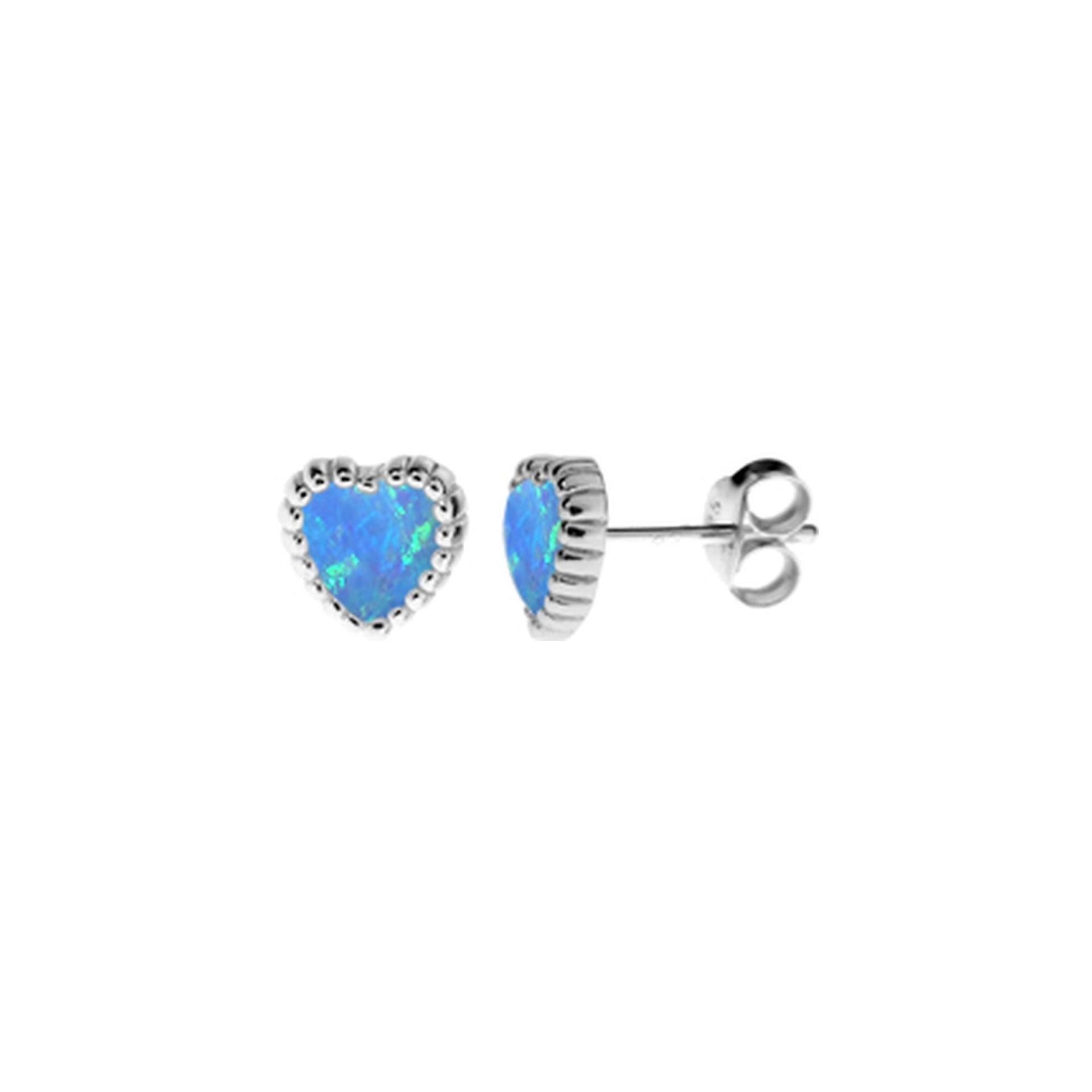 Bethan fancy blue opalique heart studs