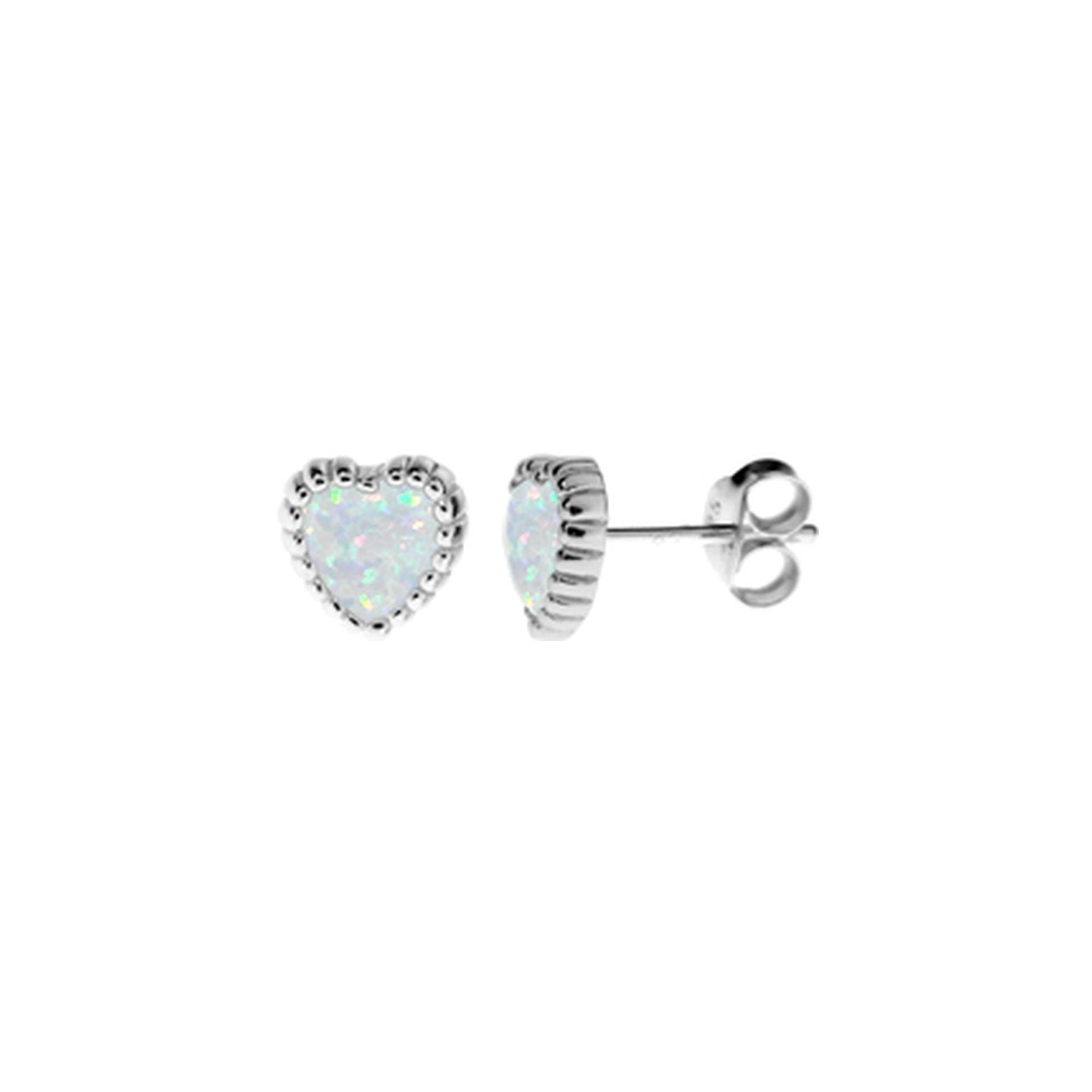 Bethan fancy white opalique heart studs