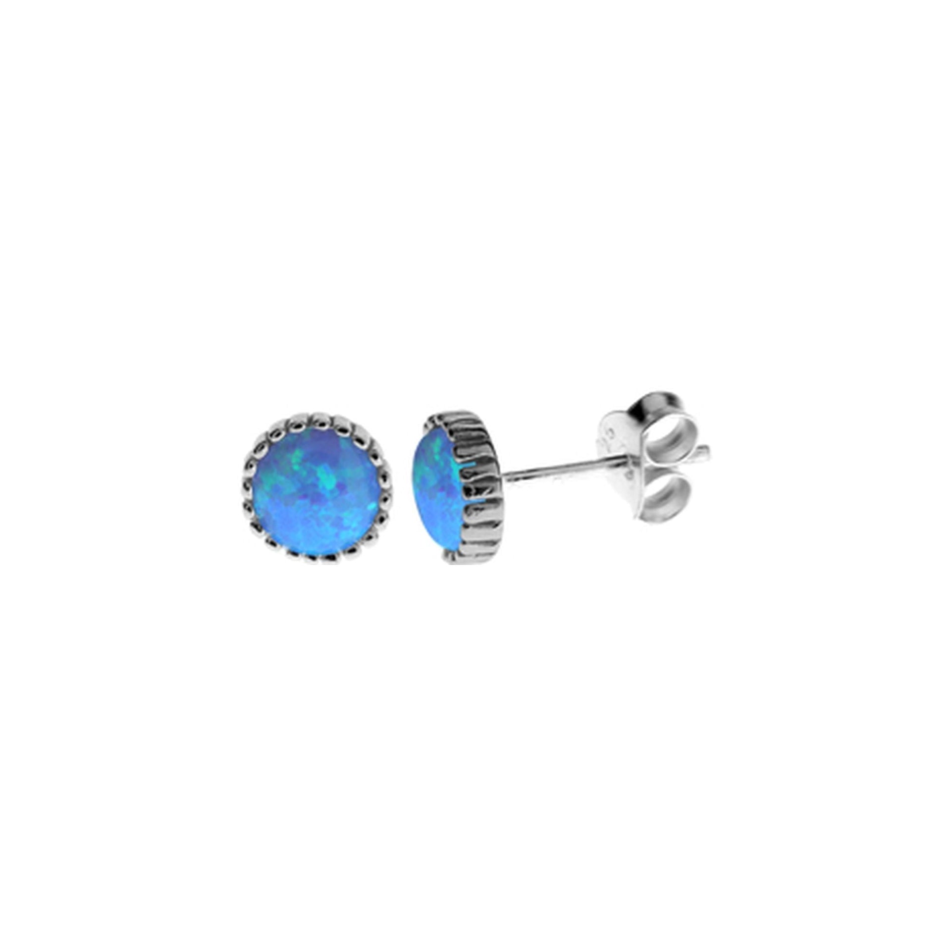 Bethan fancy round blue opalique studs
