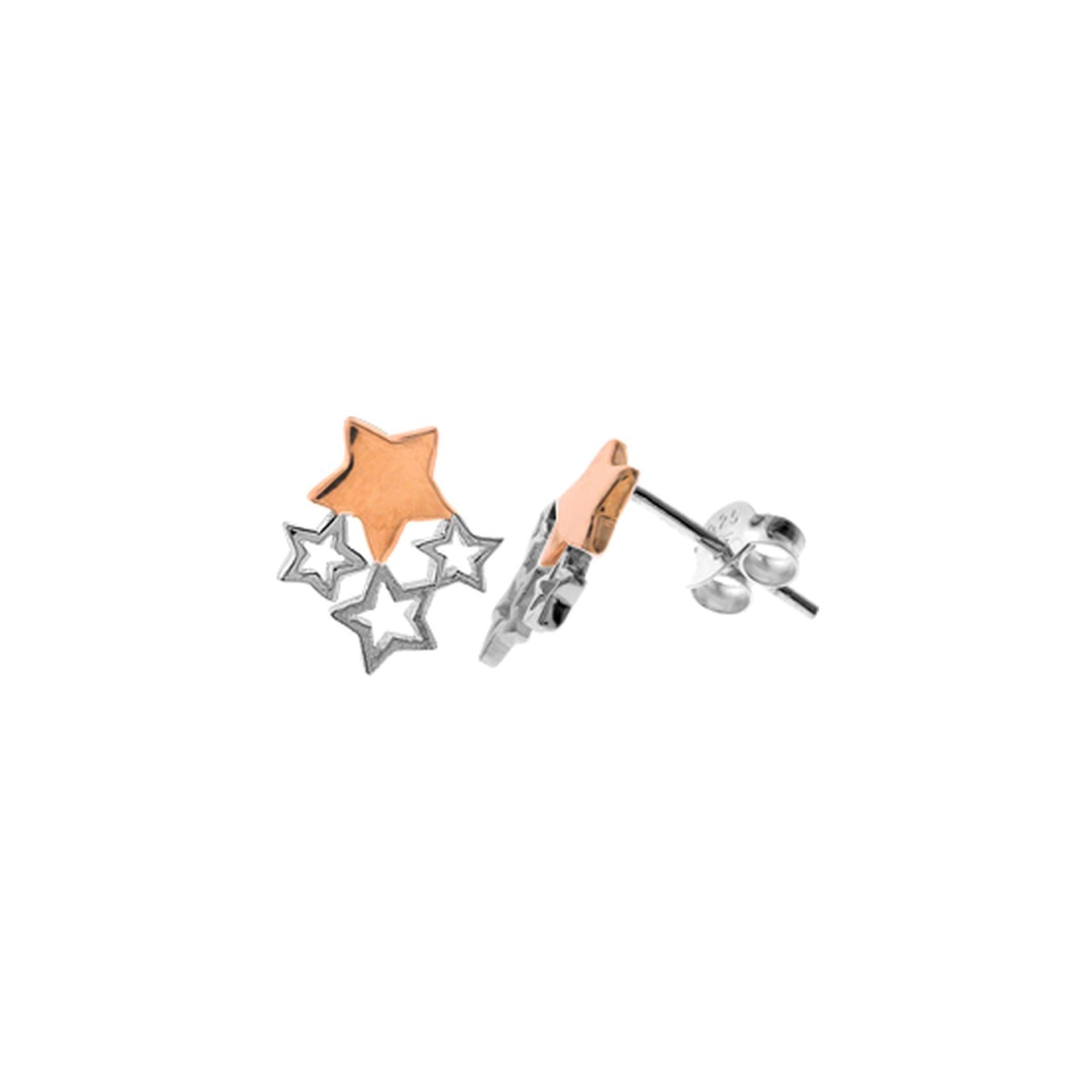 Carla silver and rose gold plated star studs