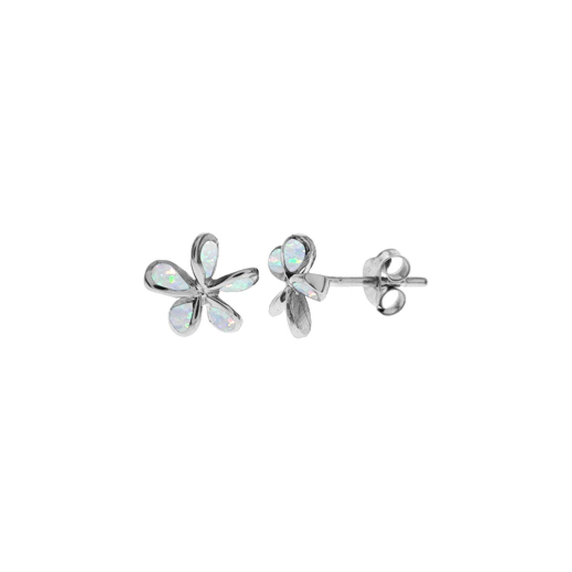 Emerie white opalique small flower studs