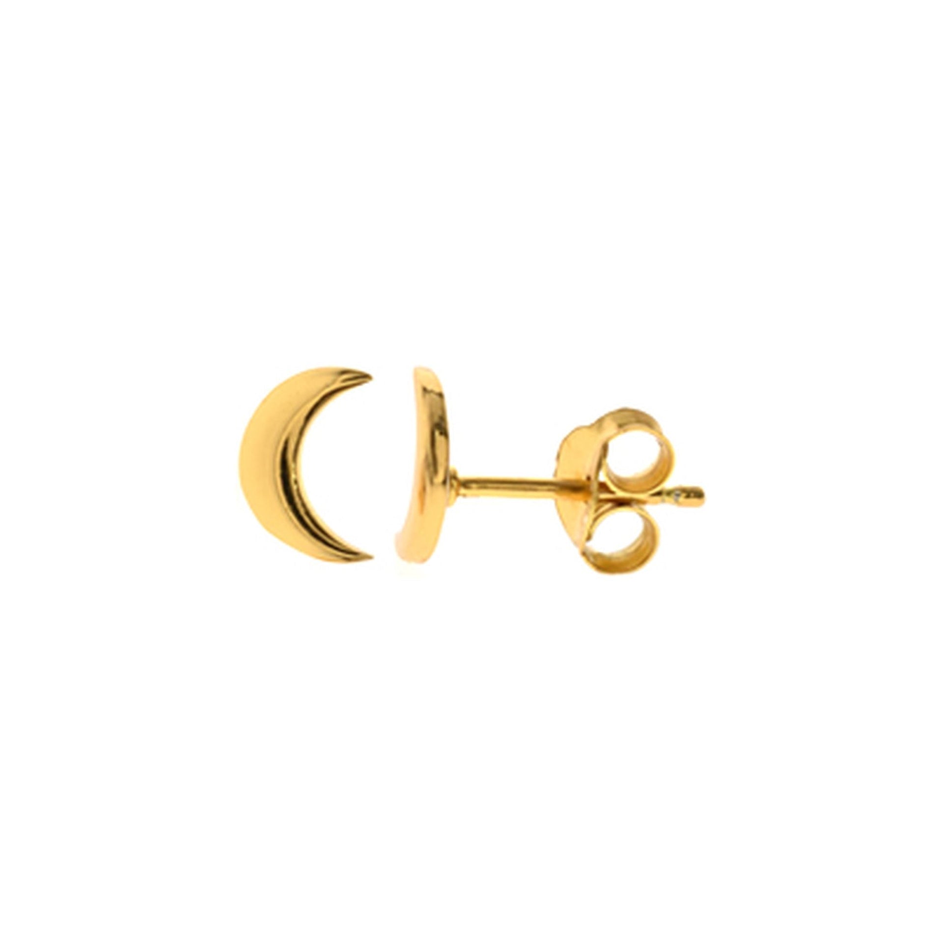 Yellow gold plated crescent moon studs
