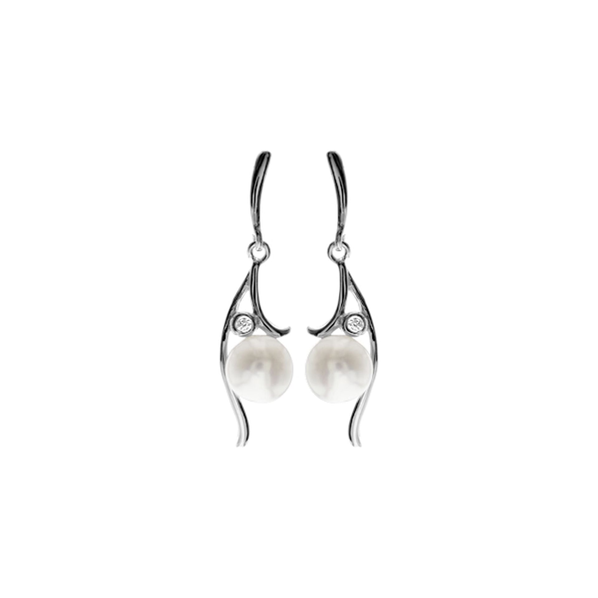 Rosa pearl with CZ sprig studs