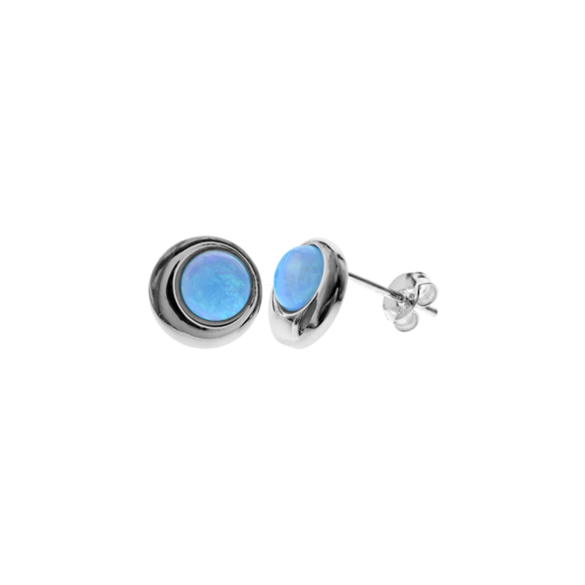 Angelica offset round blue opalique studs