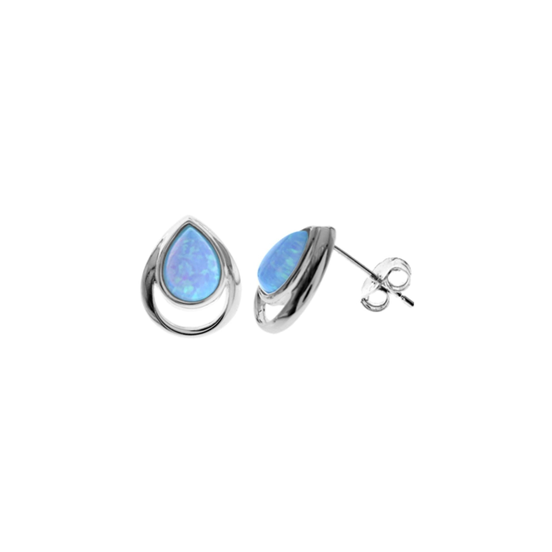 Angelica teardrop blue opalique wire surround studs