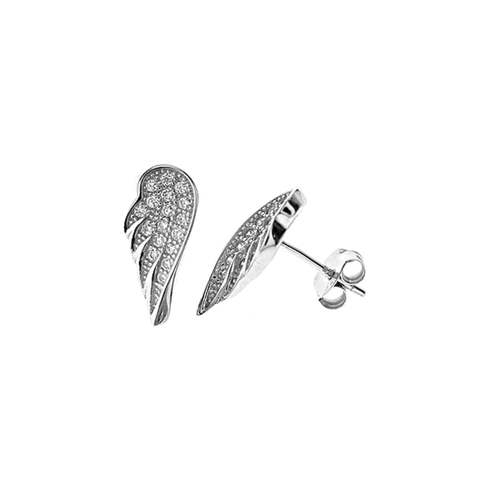 Cecilia CZ-encrusted wing studs