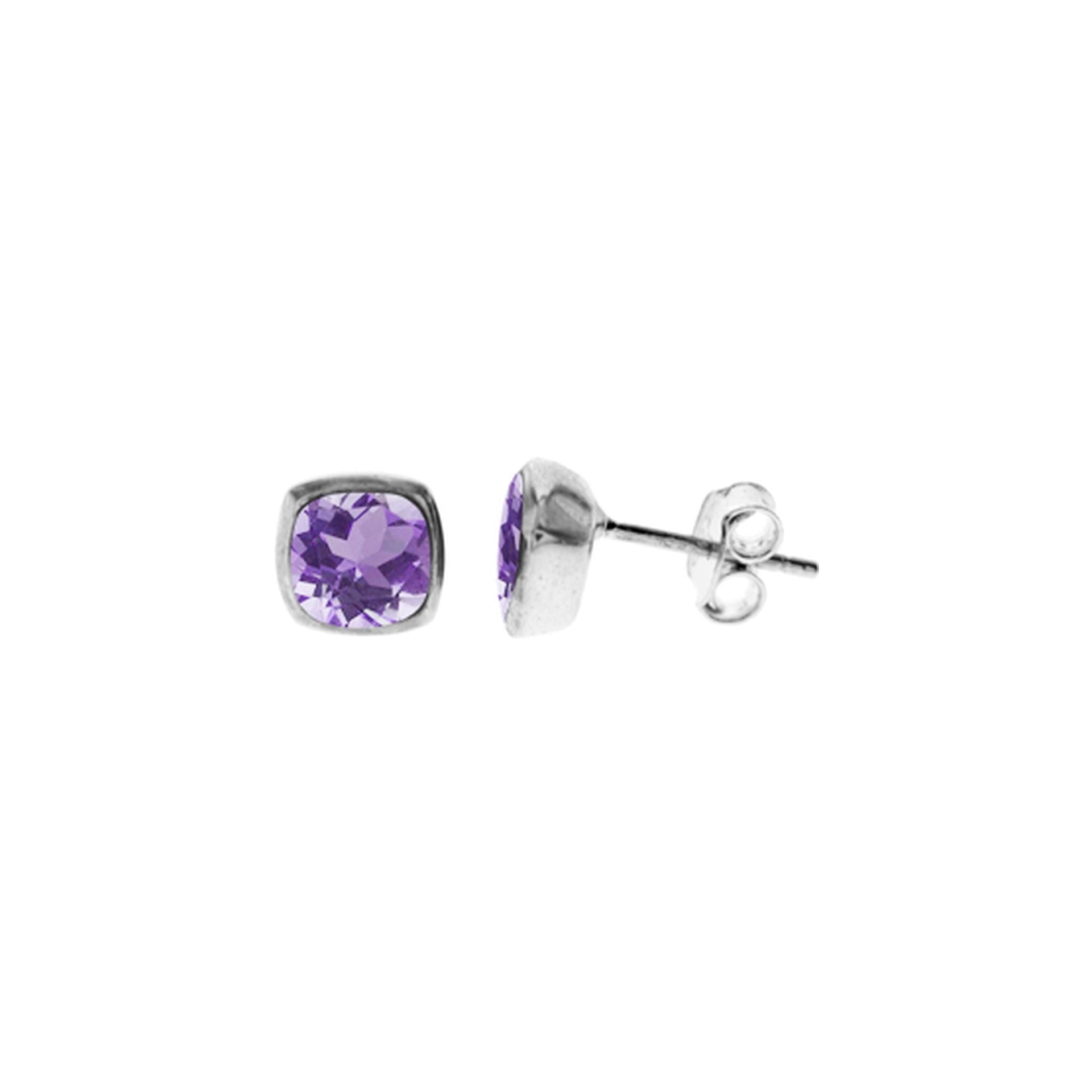 Samira squircle amethyst facet studs