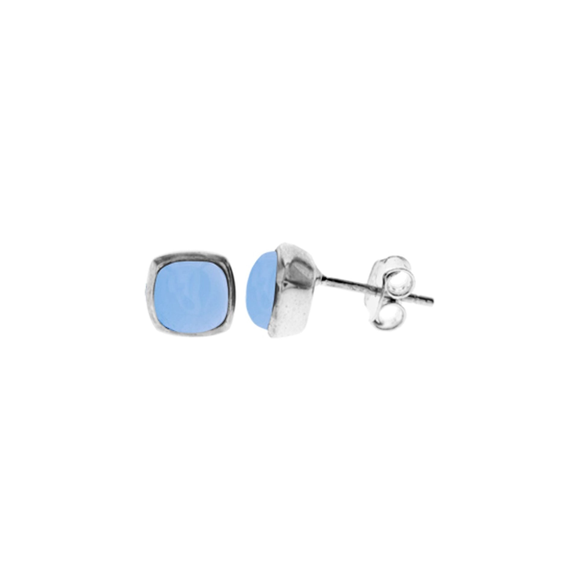 Samira squircle blue chalcedony studs