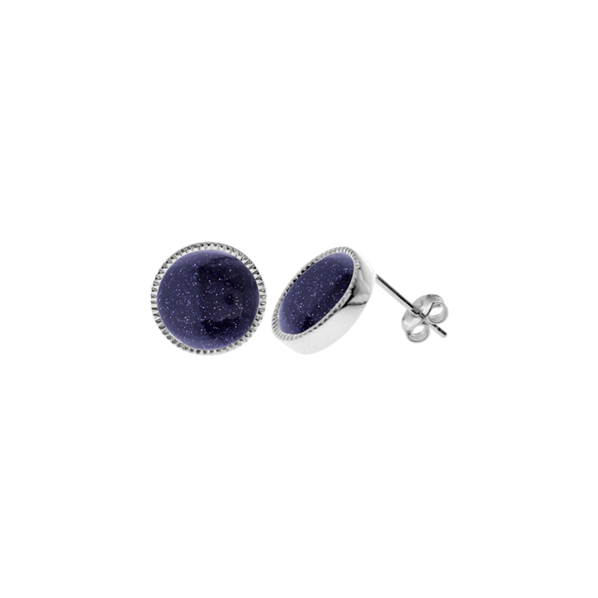 Crimped edge blue goldstone studs
