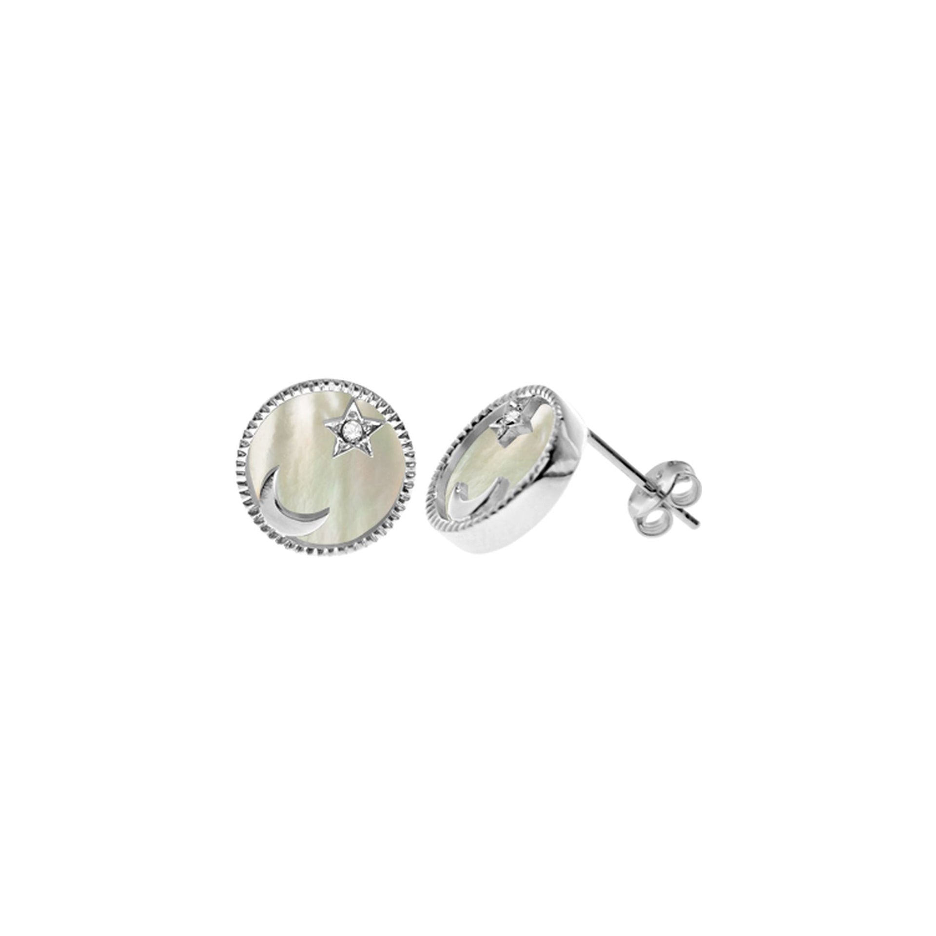 Bronwen mother of pearl moon & star motif studs