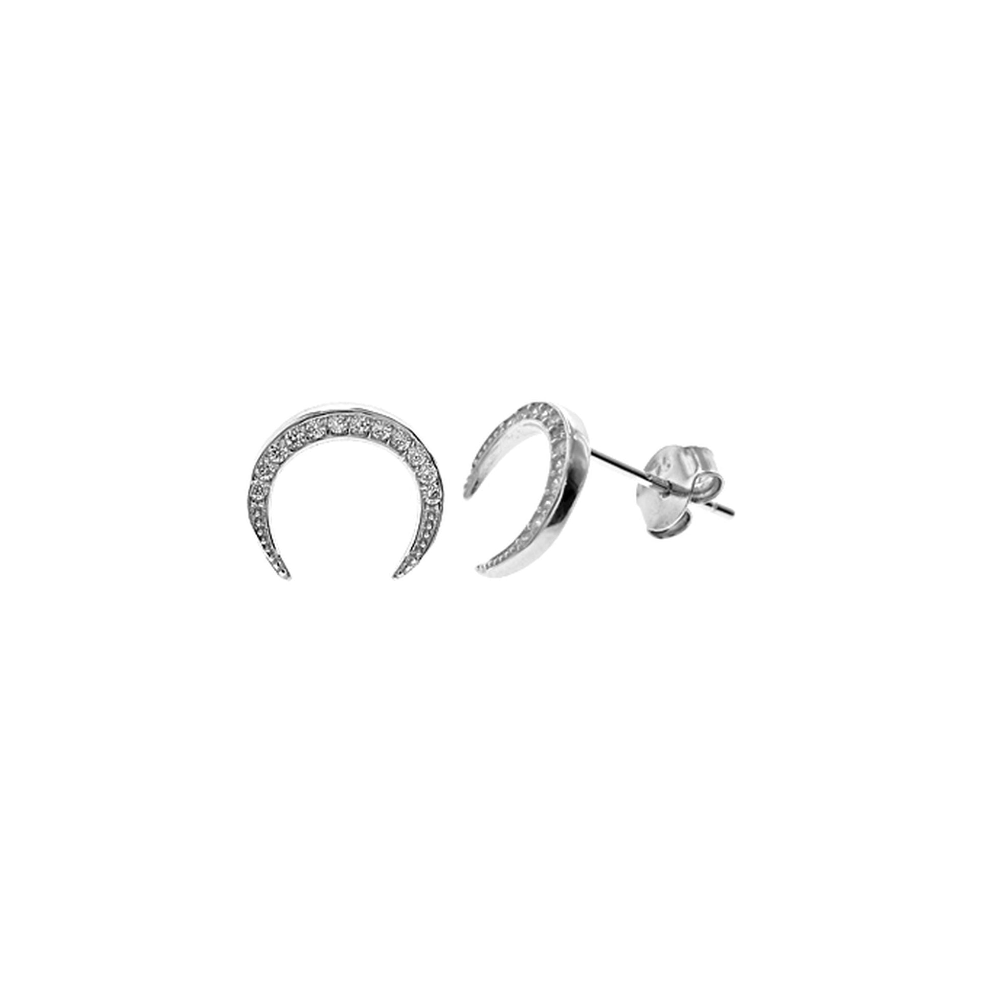 Natalie micro-set CZ crescent moon studs