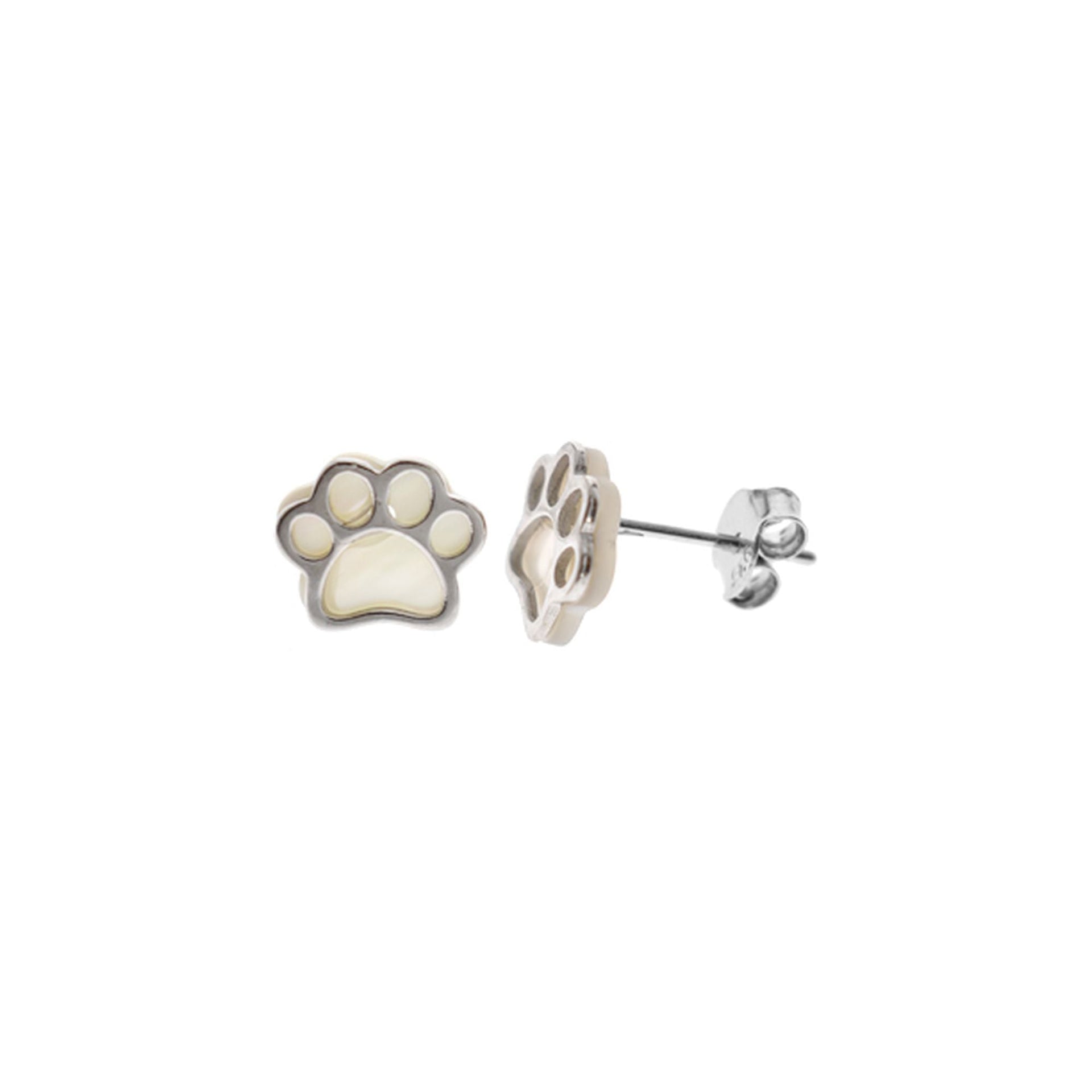 Bronwen mother of pearl backed paw print studs
