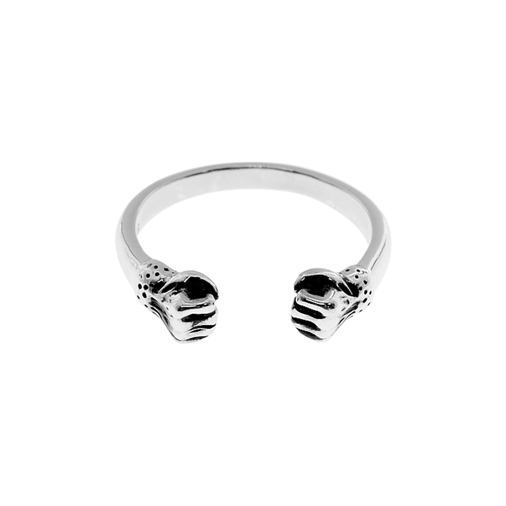 Harley fist bump boxing glove open silver ring