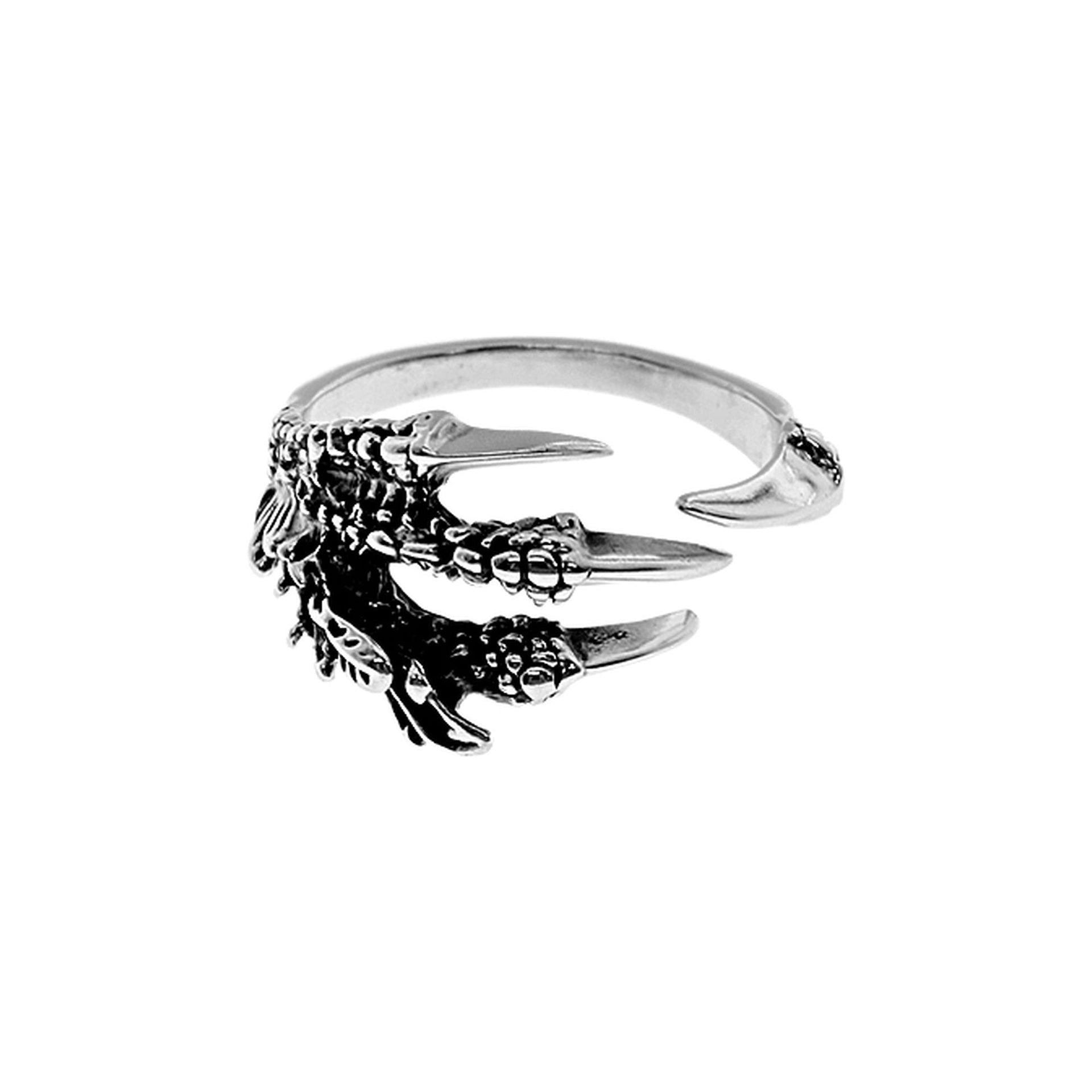 Harley feather clawed foot silver ring