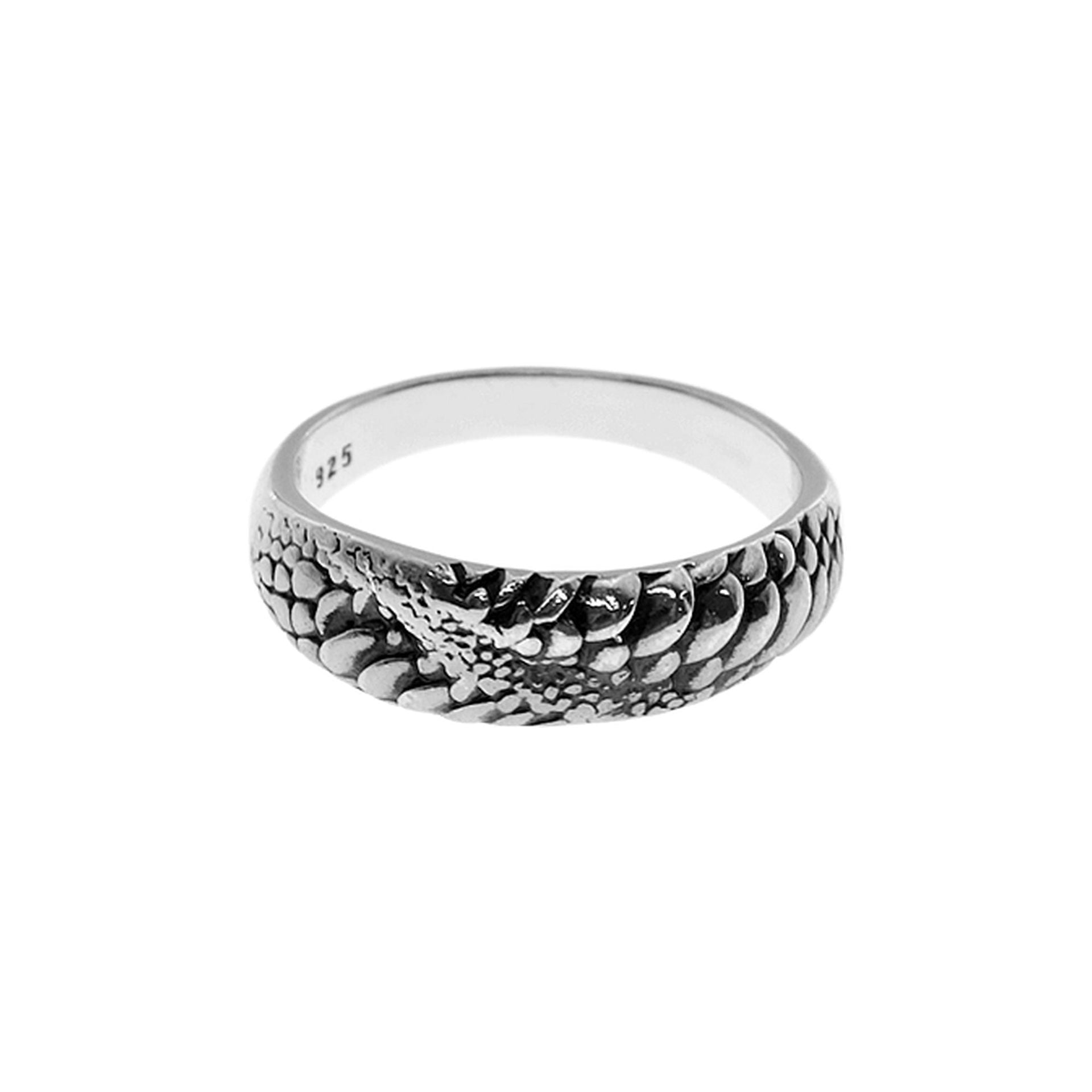 Harley silver reptile scales band ring