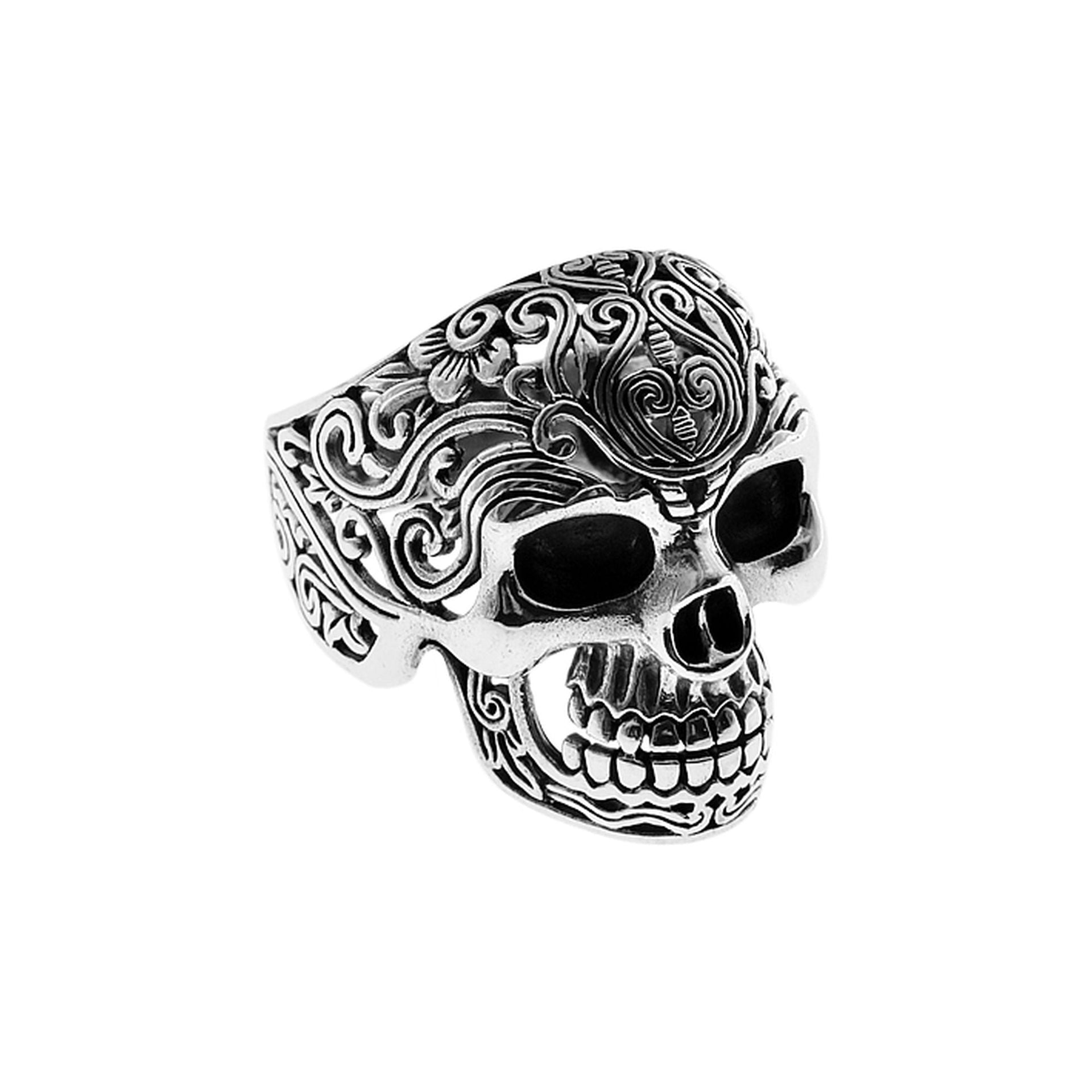 Harley ornately decorated skull ring