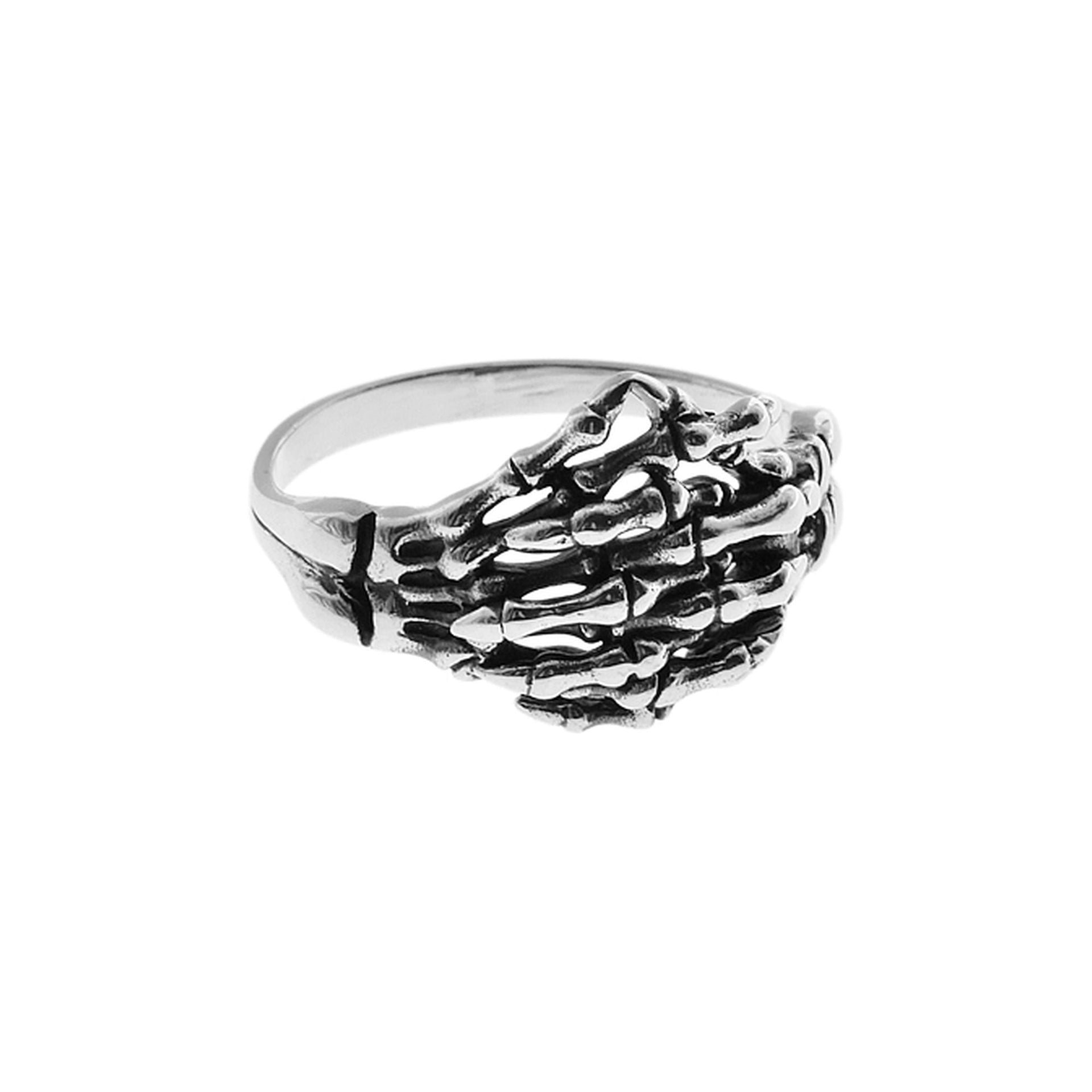 Harley clasped skeleton hands ring