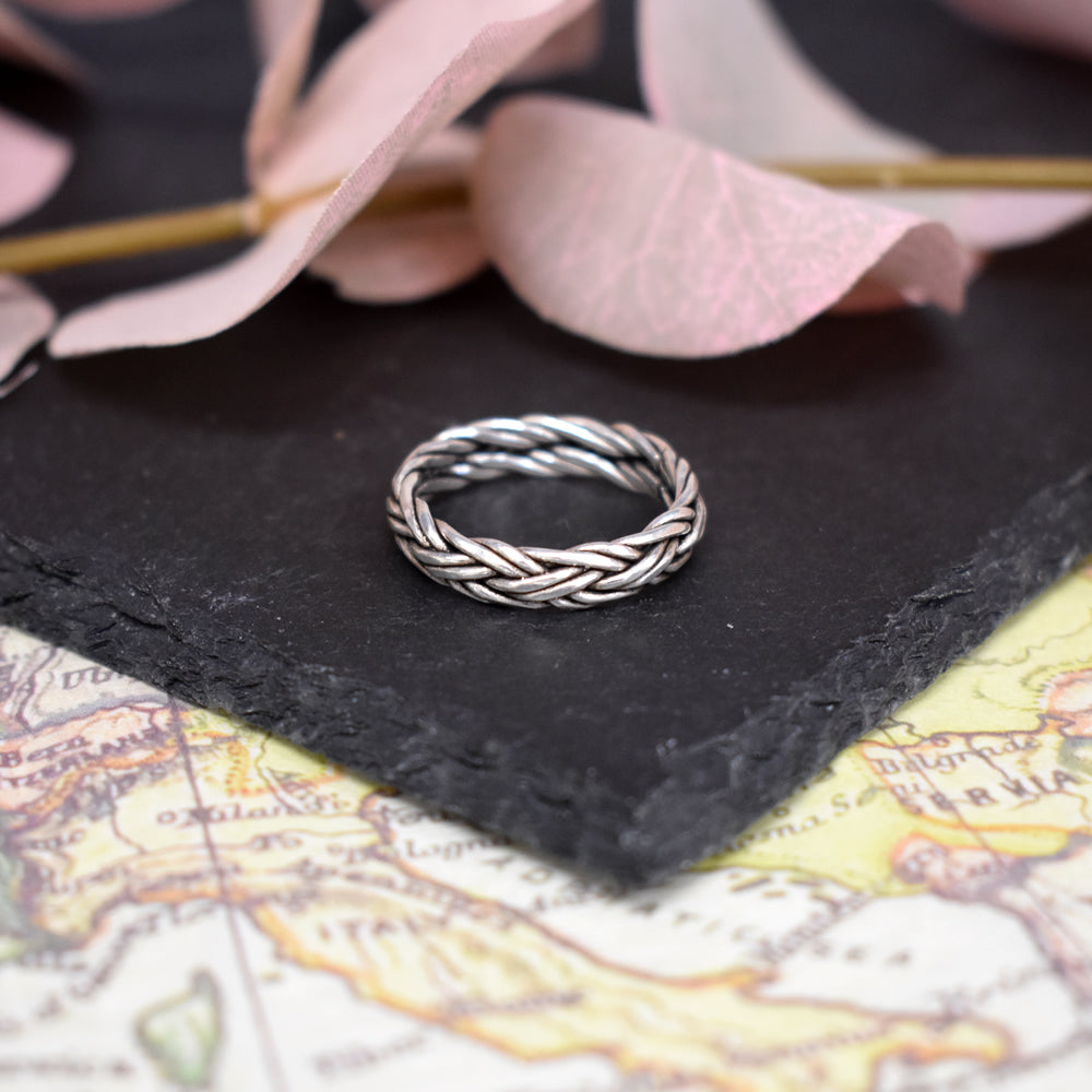 Harley oxidised heavy plaited silver band