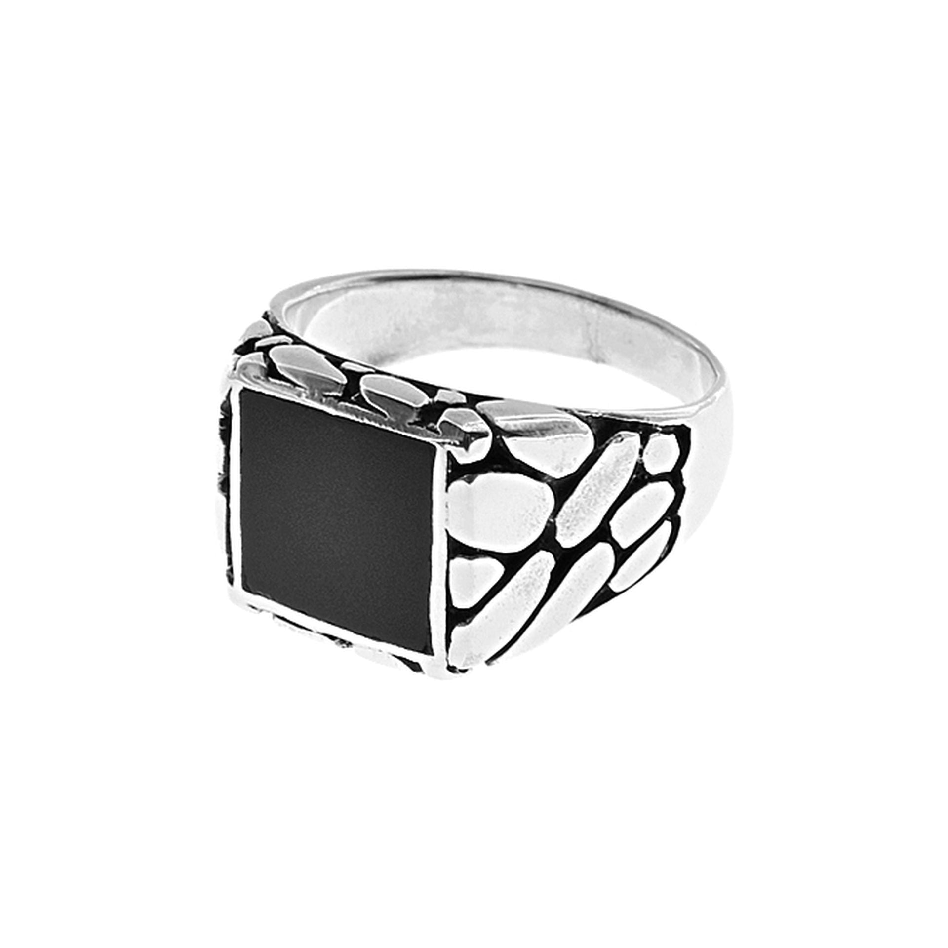 Harley square black onyx pebble signet ring