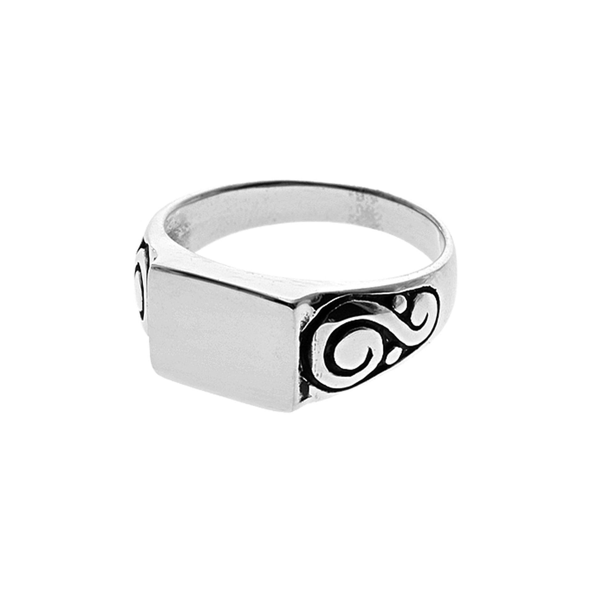 Harley 8x10mm rectangle signet ring with Celtic swirl