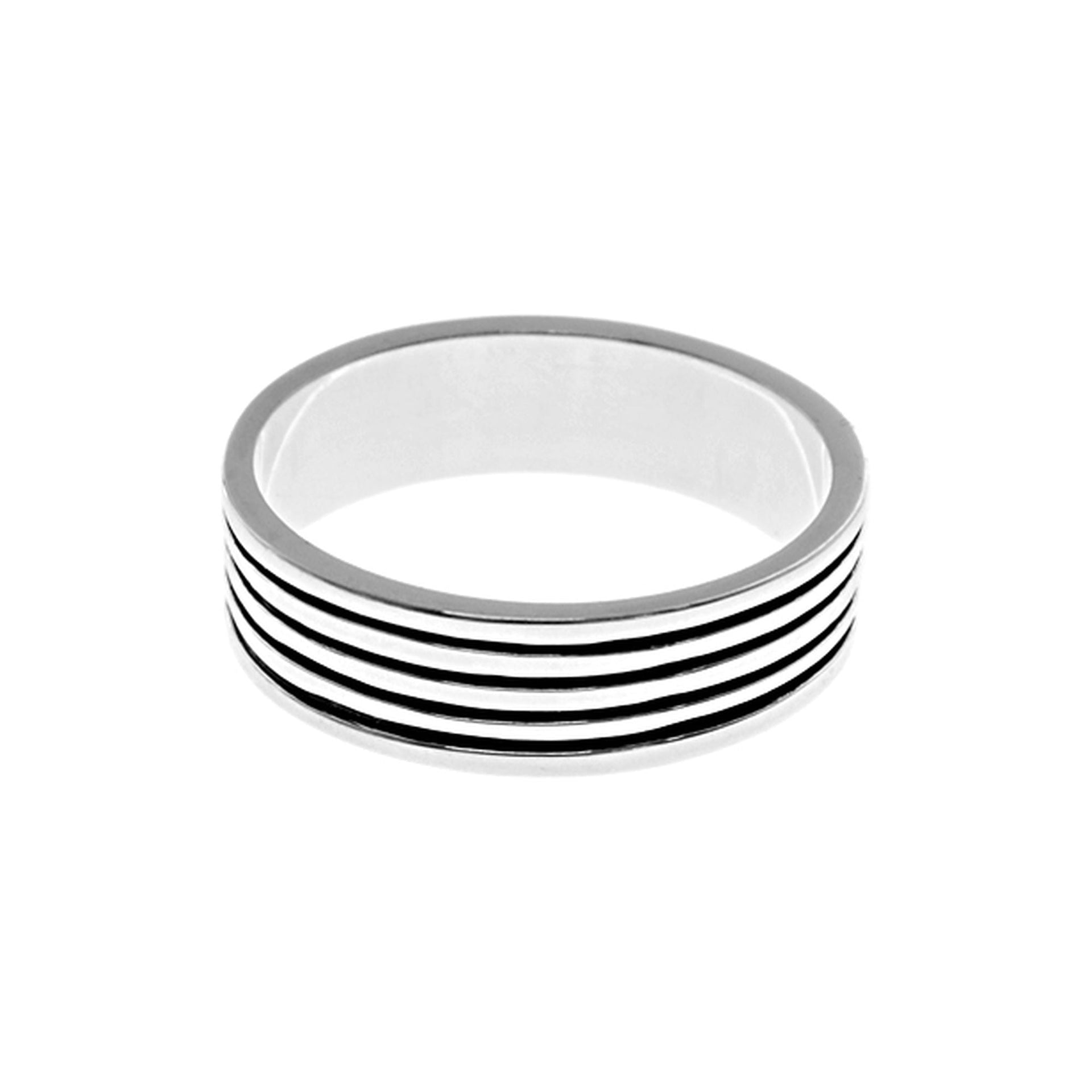 Harley lined wide band ring