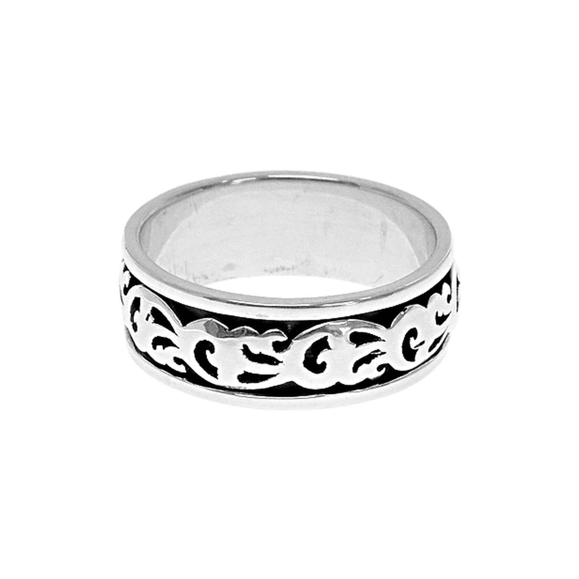 Catalina spinner ring with filigree design