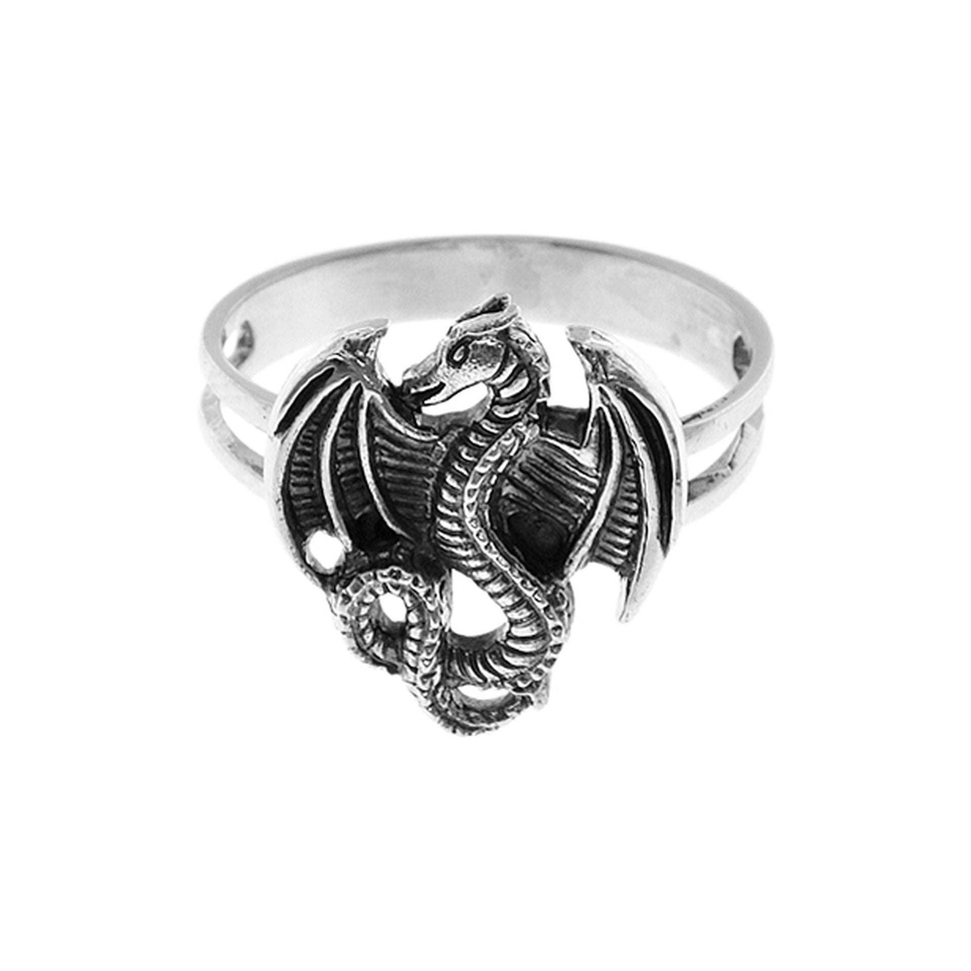 Harley dragon on plain band ring (XL)