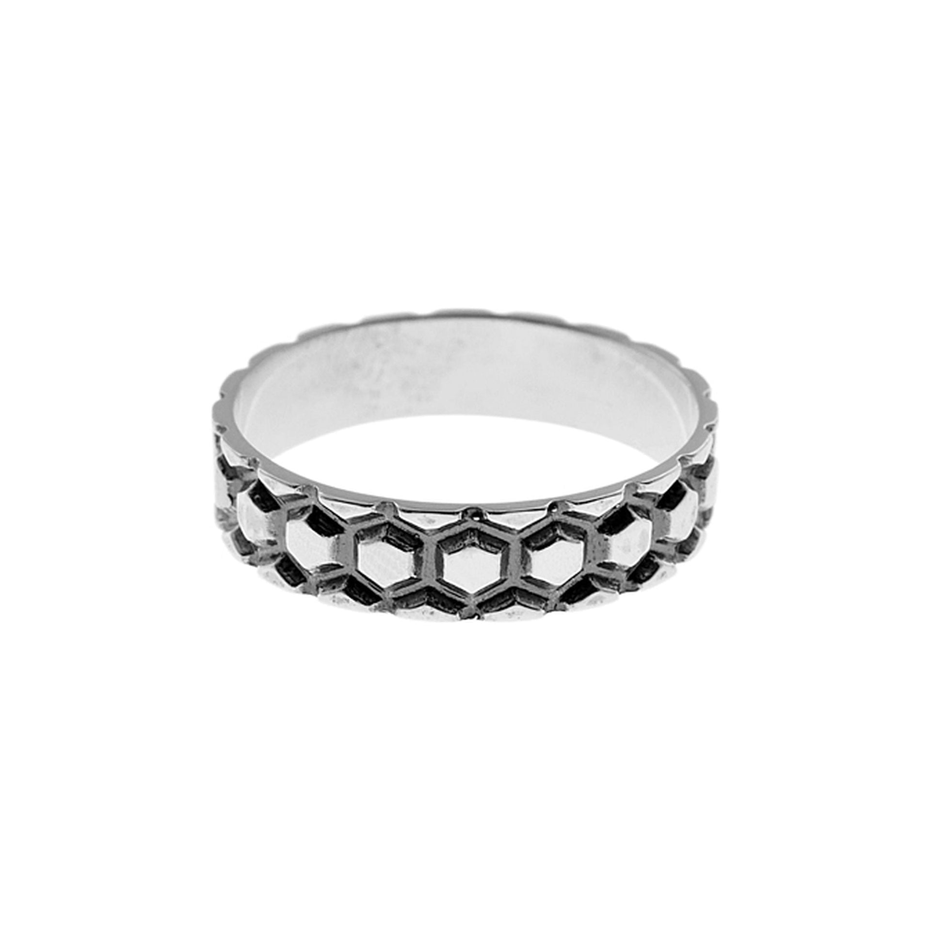 Casey hexagon texture ring